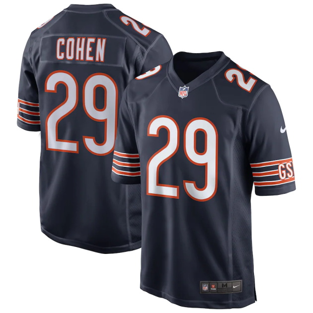 mens nike tarik cohen navy chicago bears game player jersey